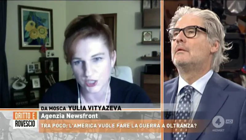 "Ma vaff...". Paolo Del Debbio sbotta contro la giornalista russa