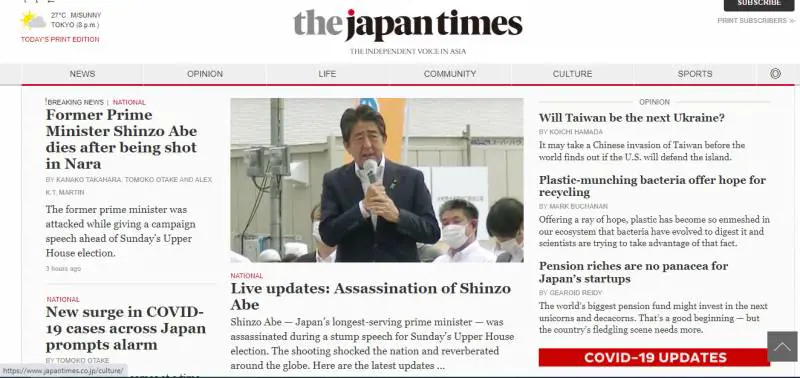 La morte di Abe vista dalle principali testate del mondo