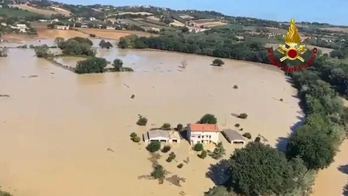 Una foto dell'alluvione nelle Marche del mese scorso