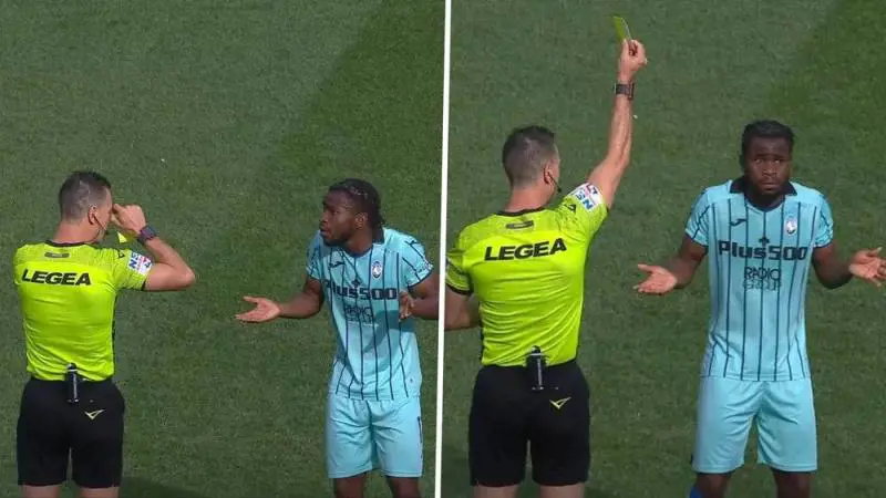 Lookman ammonito e incredulo. Fonte goal.com