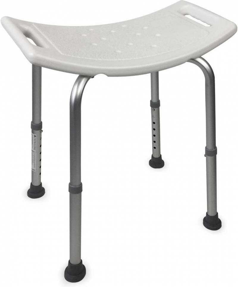 Sgabello Da Doccia Angolare Regolabile In Altezza - Seduta Triangolare 45 Cm, Struttura In Alluminio - Portata 130 Kg