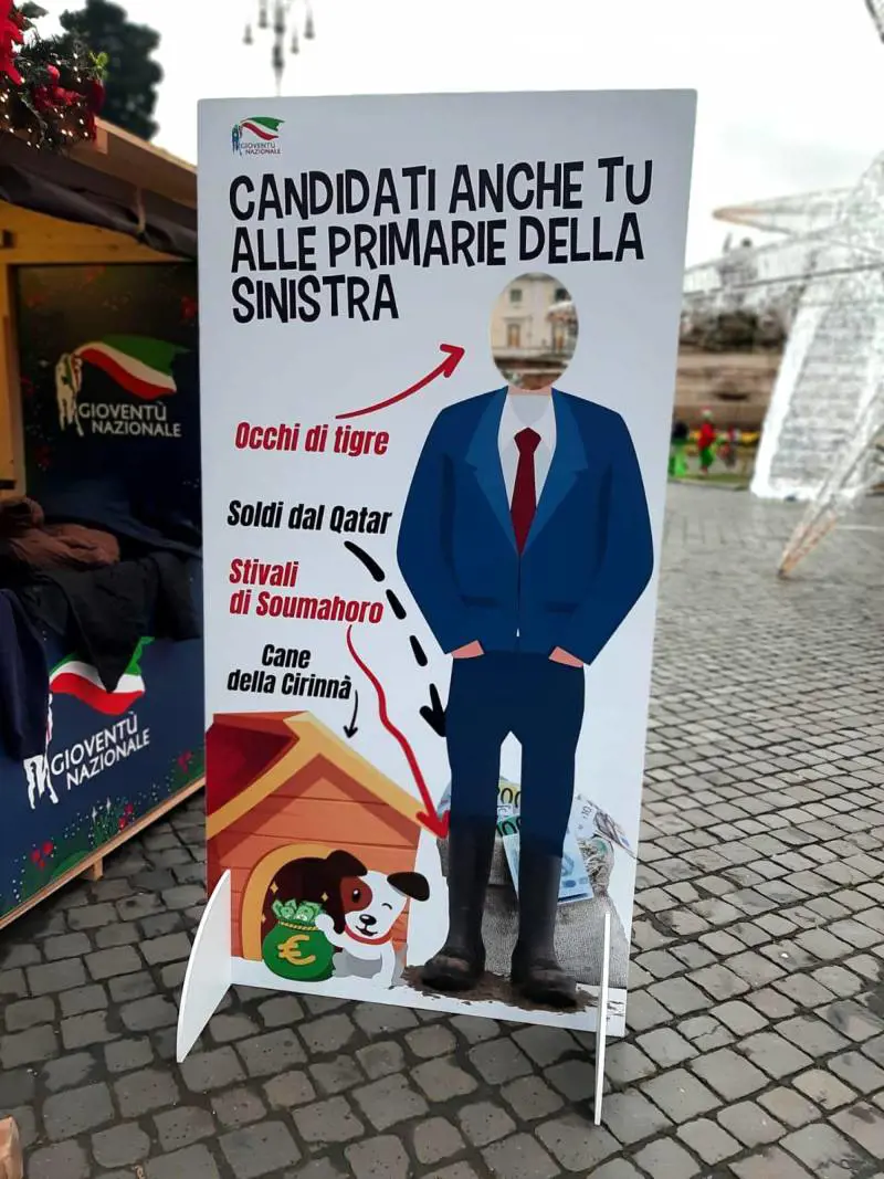 "Soldi dal Qatar, stivali, occhi di tigre". Lo sfottò al candidato di sinistra