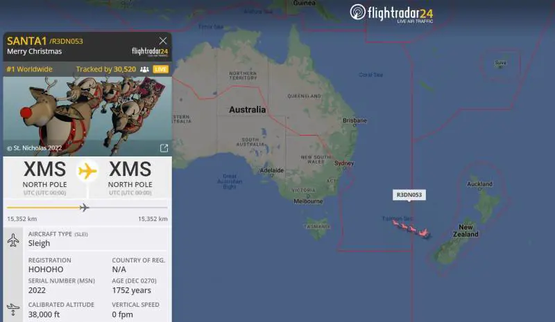 "È partito il volo di Babbo Natale". Cosa si vede su Flightradar24