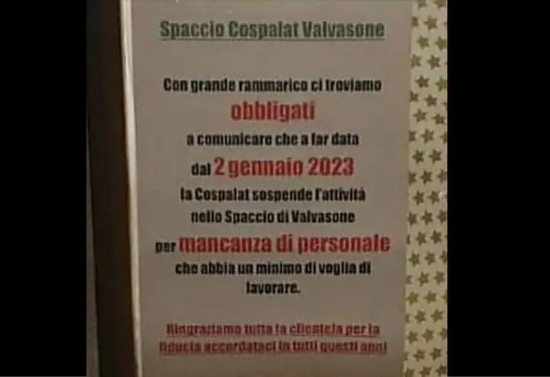 "Manca personale con voglia di lavorare". Il negozio costretto a chiudere