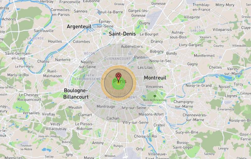 Parigi, secondo le simulazioni di Nukemap, sarebbe la città europea più colpita da un'esplosione atomica: stimate almeno 380mila vittime