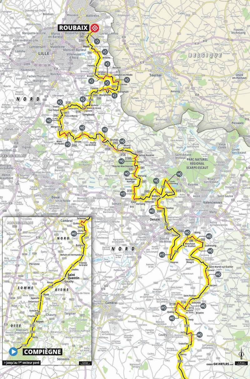Tracciato Parigi Roubaix 2023