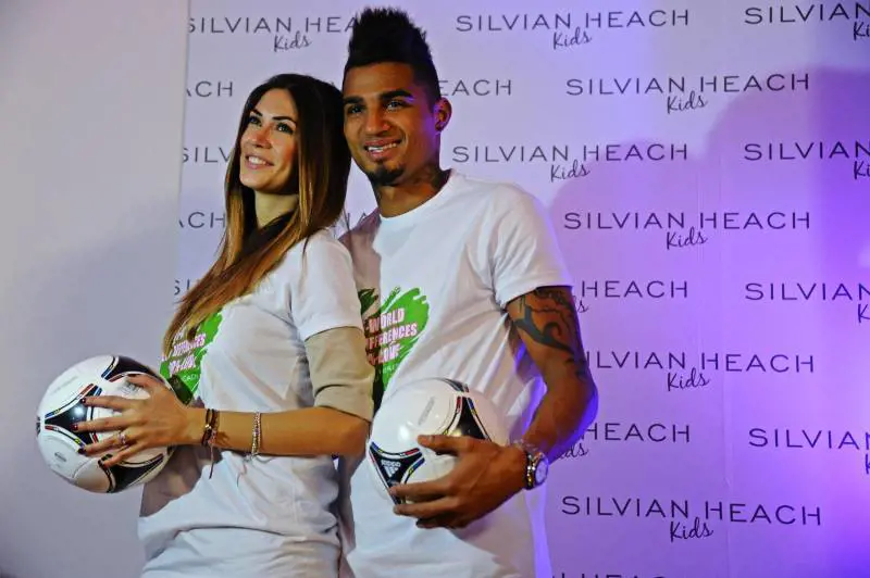 Kevin Prince Boateng e Melissa Satta alla 76a edizione di Pitti Bimbo, gennaio 2013