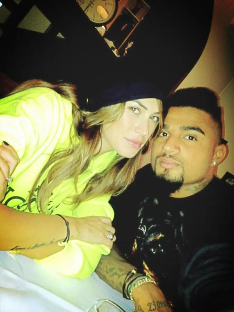 Melissa Satta e Kevin Prince Boateng insieme a cena prima dell'annuncio della gravidanza, dicembre 2013