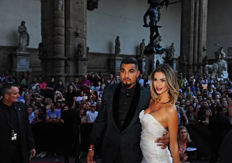 Kevin Prince Boateng e Melissa Satta al Celebrity Fight Night a Palazzo Vecchio a Firenze, settembre 2015
