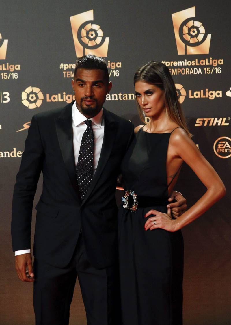 Kevin-Prince Boateng e Melissa Satta al Soccer Gala of the Spanish Primera Divison, a Valencia, ottobre 2016 