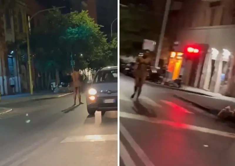 Un folle passeggia nudo per Roma