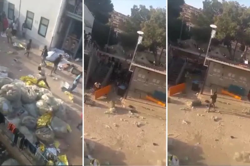 Bastoni, pietre e lancio di tavoli: ennesima rissa nell'hotspot di Lampedusa. Ecco il video