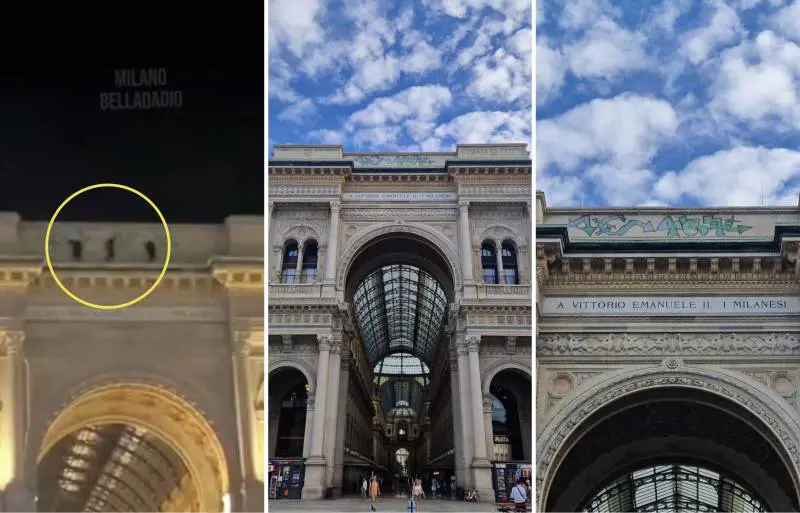 Sfregiata anche la Galleria Vittorio Emanuele II. Milano sempre più allo sbando