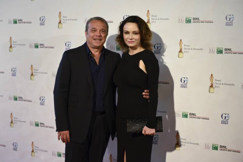 Francesca Neri e Claudio Amendola, durante il red carpet dei premi David di Donatello (2013)