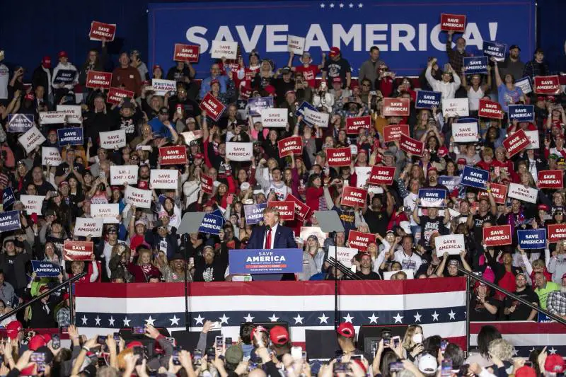 Intervento di Trump in Michigan nell'aprile del 2022