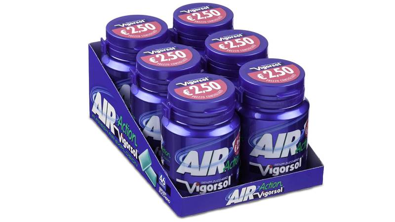 Vigorsol Air Action chewing gum in confetti