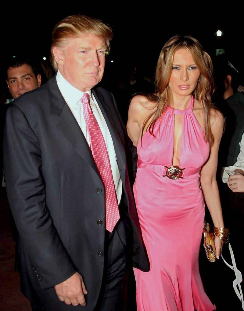 Donald Trump e Melania Trump al party del giocatore dei Miami Heat, Shaquille O'Neal, all’Hotel Victoria a Miami Beach (marzo 2005)