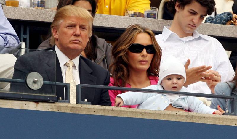 Donald Trump e Melania Trump con il figlio Barros alla finale maschile degli US Open (2006) 