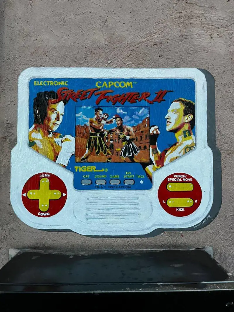 Musk e Zuckerberg come in Street fighter: spunta l'opera come un videogame anni '90