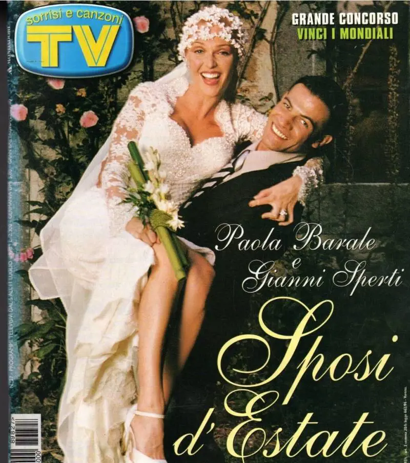 Paola Barale e Gianni Sperti sulla copertina di Tv Sorrisi e Canzoni dell'11 Luglio 1998
