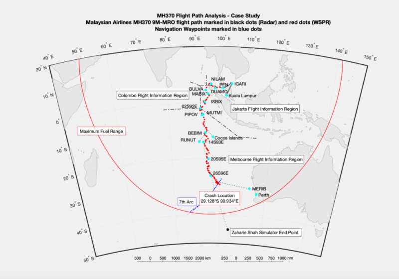 Nuova traiettoria volo MH370 scomparso