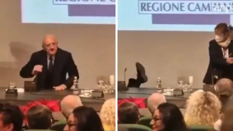 Brindisi col botto: il capitombolo di De Luca che se l'è presa con due "porta seccia"