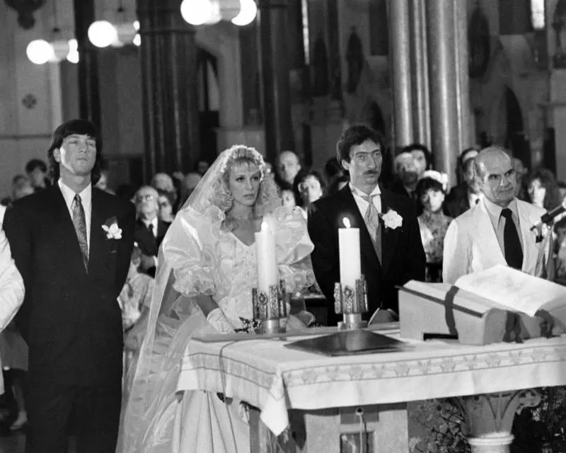 Maria Teresa Ruta e Amedeo Goria nel giorno delle nozze (1987)