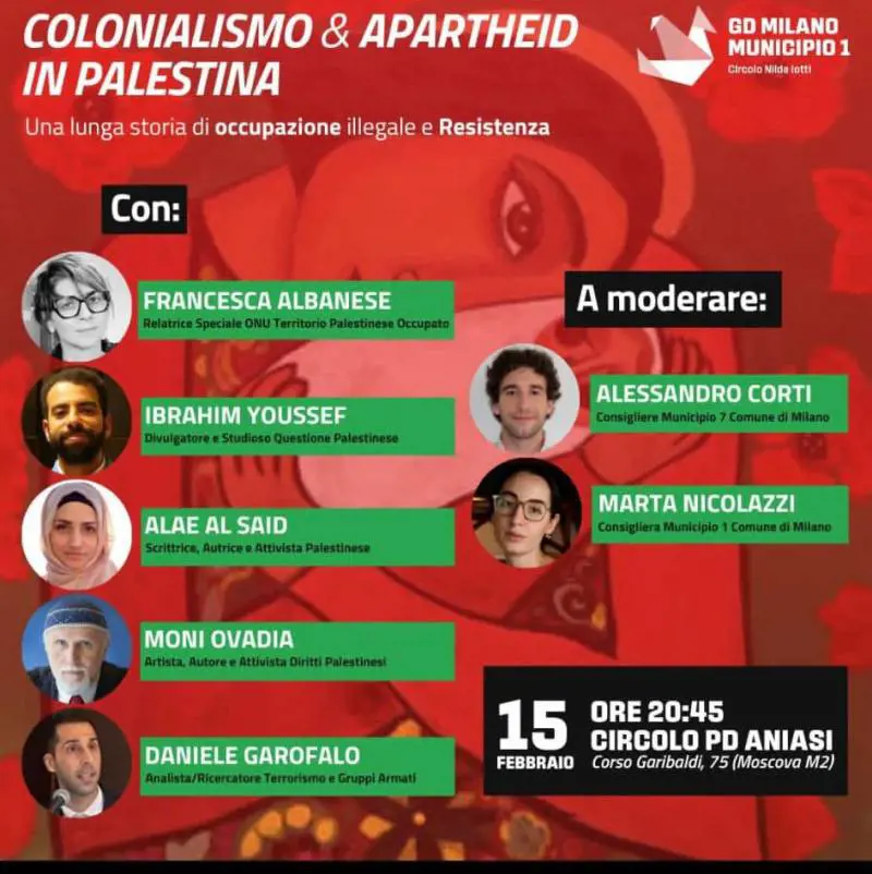 "Invitati non credibili". E anche il Pd bacchetta i (suoi) ragazzi per l'evento sulla Palestina