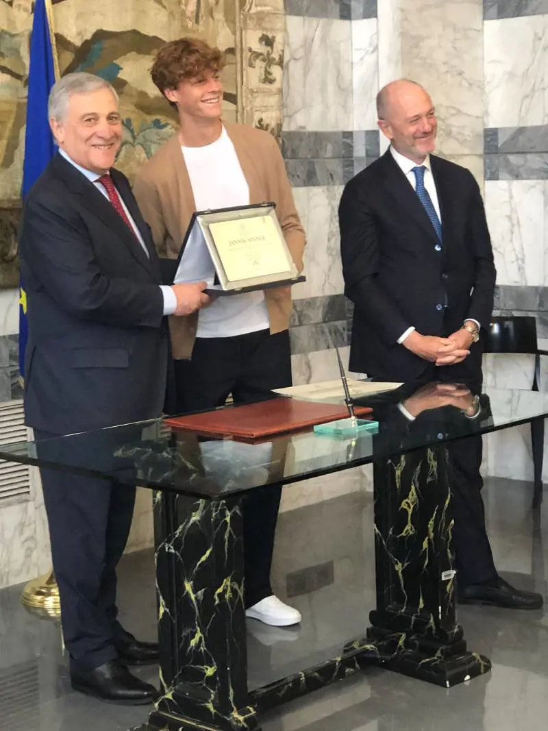 Sinner, la nomina di Tajani: è ambasciatore dello Sport per l'Italia