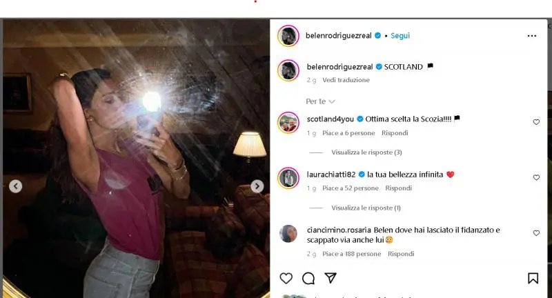 La fuga in Scozia e quel sospetto: Belen Rodriguez è tornata single?