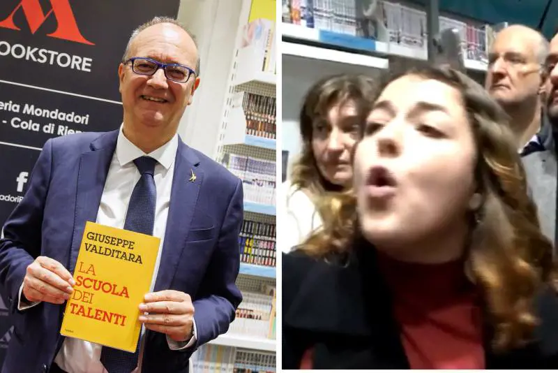 Urla contro Valditara ma sbaglia ministro: lo scivolone della contestatrice rossa