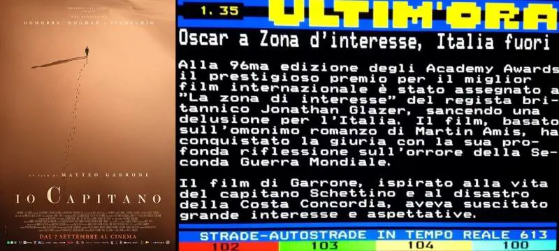 "Schettino e la Costa Concordia". La gaffe di Televideo sul film in gara agli Oscar "Io, Capitano"