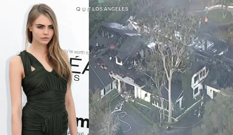 La villa di Cara Delavigne distrutta da un incendio. Le immagini choc