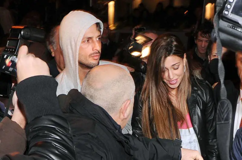 Fabrizio Corona e Belen Rodriguez a Sanremo durante il Festival (febbraio 2011)