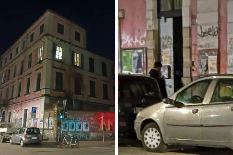 Luci accese nel palazzo occupato da Askatasuna e movimento all'ingresso