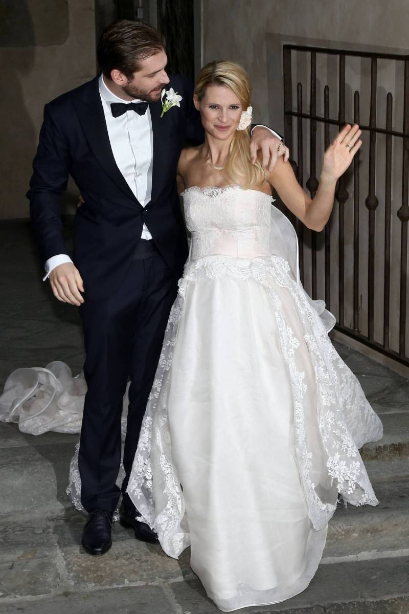 Michelle Hunziker e Tomaso Trussardi nel giorno delle nozze a Bergamo (2014)