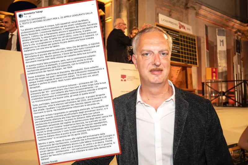 "Fascismo mai ripudiato". Ecco il testo del monologo di Scurati: un attacco frontale alla Meloni