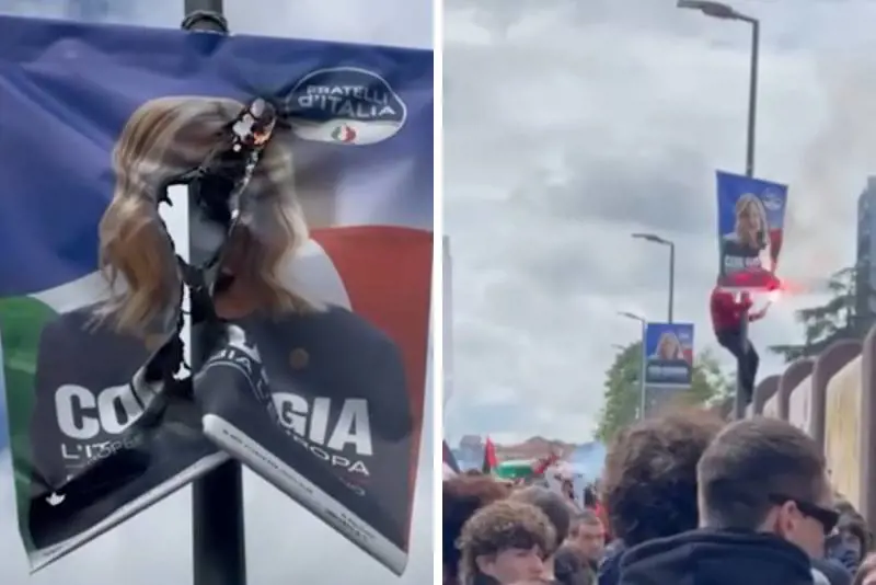 25 aprile, vergogna al corteo di Bologna: bruciate le foto della Meloni