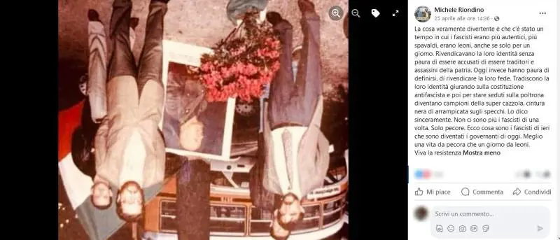 La Russa e Mussolini a testa in giù: il post choc dell'attore Riondino