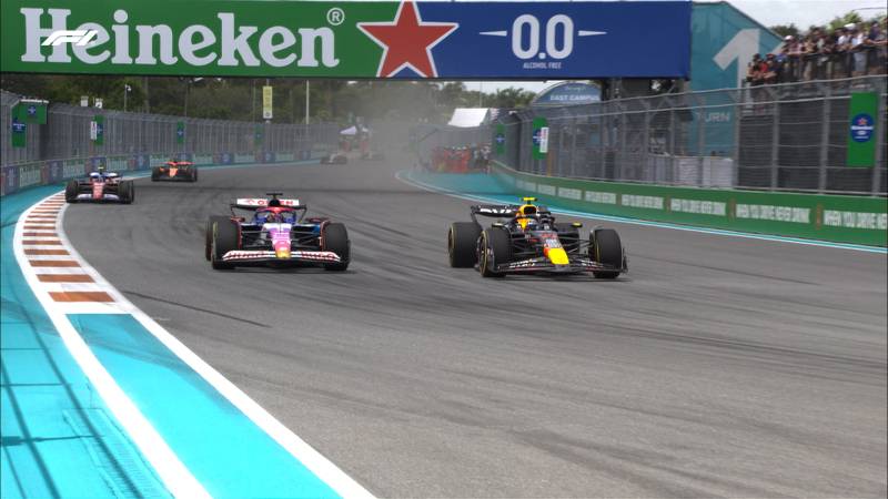 F1 Miami sprint race Perez Ricciardo sorpasso