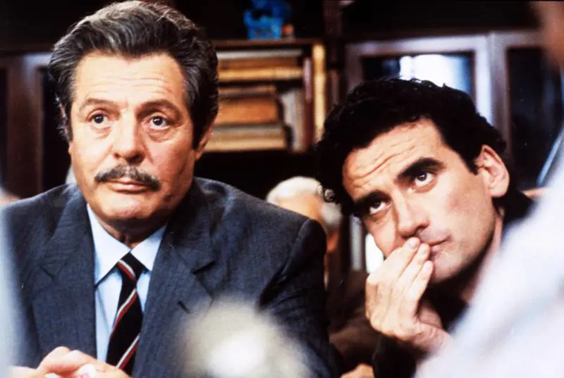 Massimo Troisi con Marcello Mastroianni
