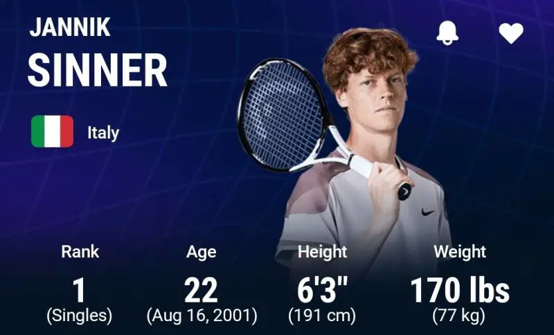 Jannik Sinner, l’Atp gli aumenta l’altezza di 3 cm: ecco perché
