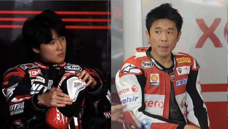 A sinistra il giovane pilota Ryota Haga, morto oggi durante una gara a 21 anni. A destra il padre icona della Superbike, Noriyuki Haga