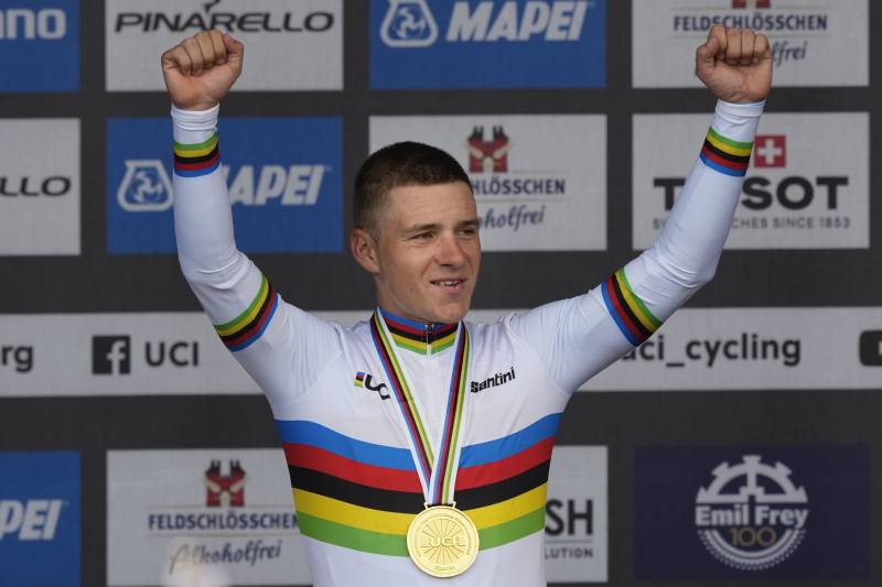 Mondiali cronometro Evenepoel podio