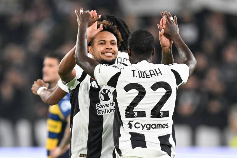 Juventus Parma Weah celebrazione