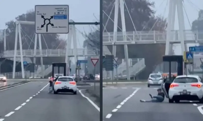 Truffato e scaraventato sull'asfalto dalla sua auto in corsa. Tragedia sfiorata a Parma