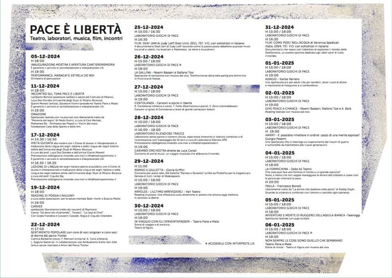 Calendario Pace è Libertà