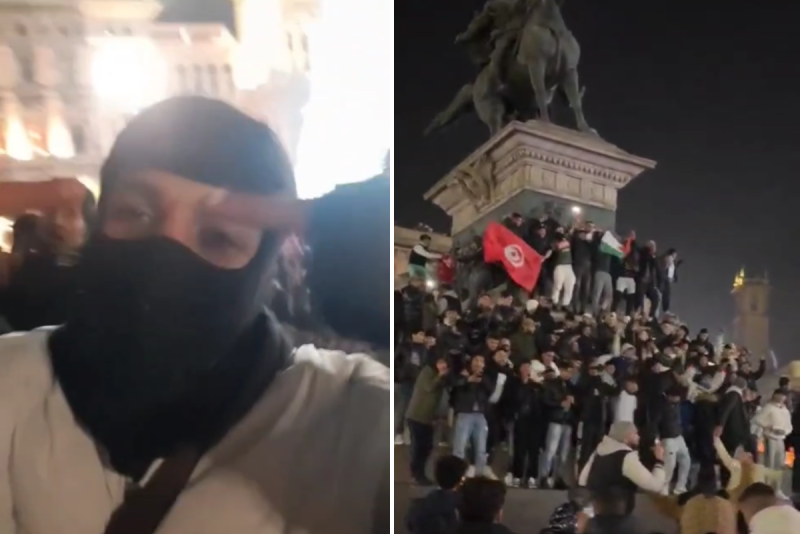 L’assalto alla statua di Vittorio Emanuele II in piazza Duomo a Milano la notte di Capodanno