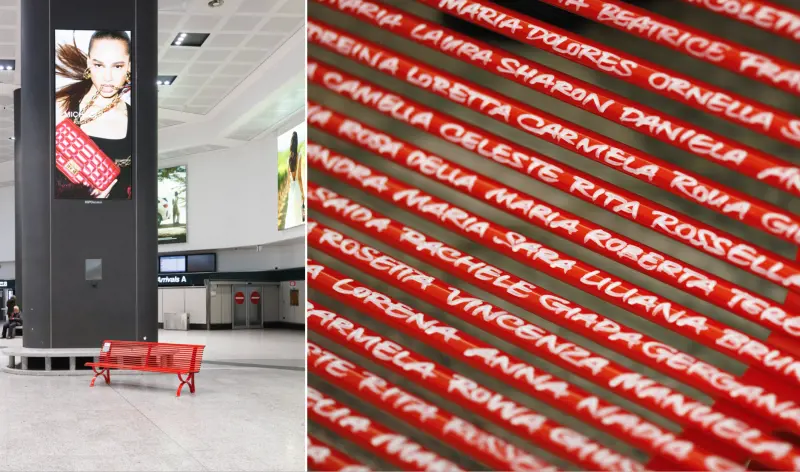 Due panchine rosse a Malpensa: stop alla violenza contro le donne