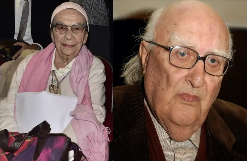 A sinistra Rosetta Dello Siesto, moglie dello scrittore Andrea Camilleri (destra)